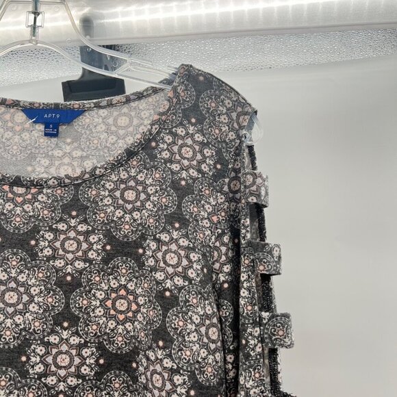 Apt. 9 Women's Long Ladder Sleeve Top Gray/Multi Size Small - Picture 4 of 9